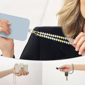 Natural stone beaded phone strap fashion lanyard chic keychain accessories for women gift
