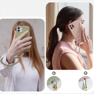 Natural stone beaded phone strap stylish phone charm elegant mobile lanyard for women gift