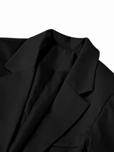 Detailed close-up of a classic black notch lapel blazer for men in professional style.