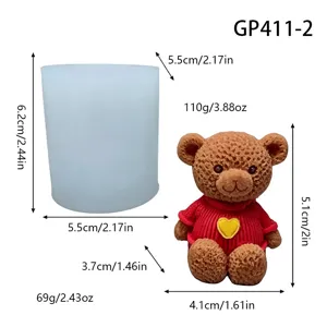 Teddybär Silikonform für Kerzen mit Größen- und Gewichtsangaben für DIY Basteln