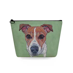 Pochette Trucchi in Lino Portatile Organizzatore Toeletta Borsa Cosmetica con Cerniera per Viaggio Motivo Cane Animale Regalo Uomo Donna