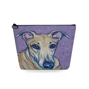 Borsa per trucco con stampa cane trousse cosmetica portatile per viaggio uso quotidiano