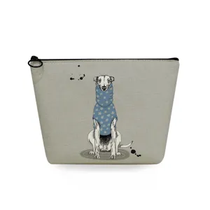 Borsa cosmetica con stampa di cani in tela astuccio con cerniera portatile per il viaggio