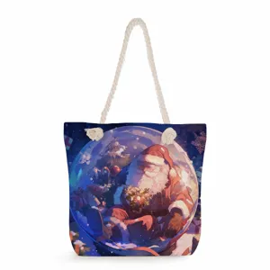 Weihnachtsmann Druck Canvas Shopper Tasche, stilvolle Winter Umhängetasche für Damen.