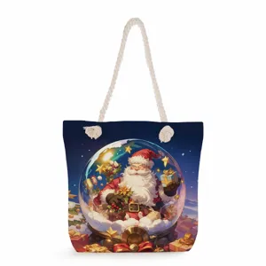 Weihnachten Weihnachtsmann Druck Tragetasche, Winter Urlaub Geschenk Tasche, Canvas Schultertasche.