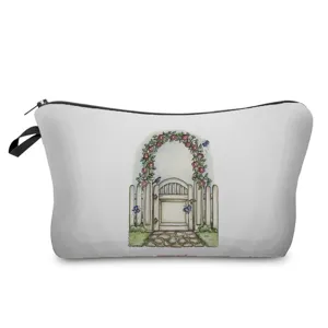 Blumen-Garten-Tor bedruckte Kosmetiktasche multifunktionale Leinwand Stifteetui Tasche