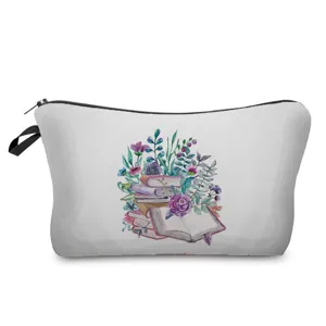 Aquarell Blumen Bücher Druck Federmäppchen ästhetische Kosmetiktasche Aufbewahrung