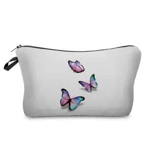 Stilvolle Kosmetiktasche mit Schmetterlingsdruck, multifunktionaler Aufbewahrungsbeutel.