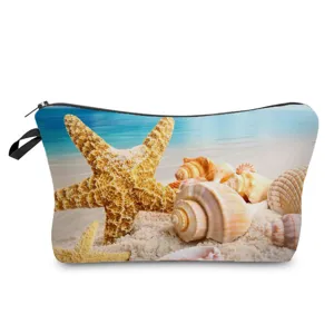Trousse de toilette de voyage compacte avec imprime etoile de mer et coquillage!