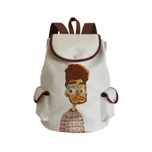 Casual Canvas Cartoon Print Backpack Large Capacity School Bag For Teens Travel Daily Portable Student Backpack For Girls Boys