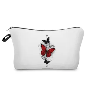 Portable cosmetic bag with beautiful butterfly print, ideal for travel and daily storage.