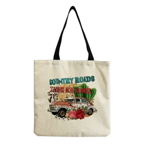 Casual tsanta tote apo kamva me vintage auto cactus eikona, megali choritikotita shoulder bag.