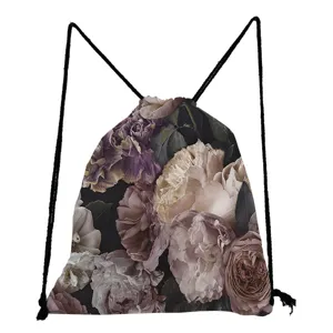 Vintage Blumenmuster Kordelzug Rucksack lässige leichte Schultertasche für Damen Alltag
