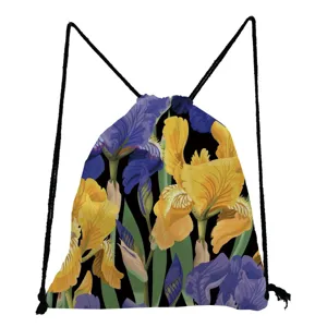 Modischer Rucksack mit Blumenmuster für Damen, lässiger leichter Kordelzugbeutel für Schule und Alltag.