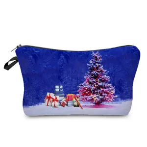 Weihnachten Make-up Tasche Detail, Damen bedruckte Kulturtasche, Reise Kosmetik Organizer