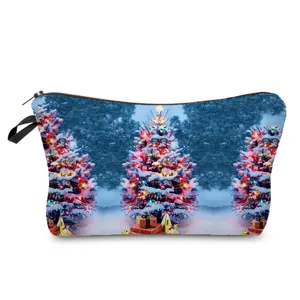 Weihnachtsbaum Druck Kosmetiktasche, modische Damen Make-up Tasche, tragbare Reiseetui.