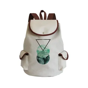 Stilvoller Leinwand Rucksack für Damen und Herren mit geometrischem Druck Schultasche