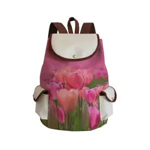 Canvas Floral Print Backpack Large Capacity Schoolbag For Teenage Girls Women Casual Travel Daypack Flap School Backpack
