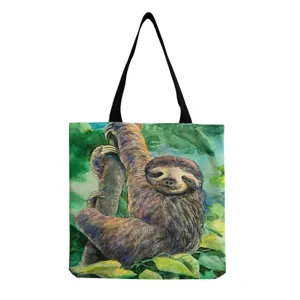 Sac cabas en toile avec joli imprimé paresseux aquarelle sac épaule décontracté