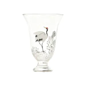 Handpainted white crane glass tea cup elegant kung fu tea master cup for office and home use.
