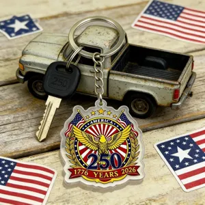 Amerikanischer 250. Jahrestag Acryl Schlüsselanhänger Metall Ring Retro Souvenir