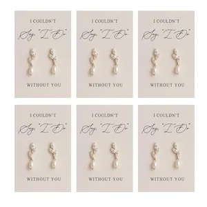 Elegant Alloy Dangle Earrings Gold Minimalist Rhinestone Artificial Pearl Drop Earrings Bridesmaid Gift Wedding Jewelry For Women