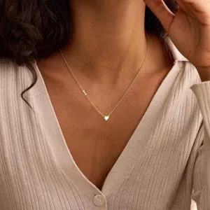 Collana da Donna Francese Retrò Oro Alfabeto Cuore Collana in Rame Elettroplaccato Lettera A-Z Ciondolo Catena Gioielli di Moda