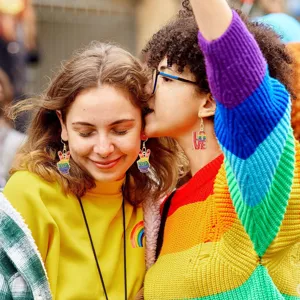 Colorful rainbow peace love statement earrings fashion creative pride jewelry gift for women