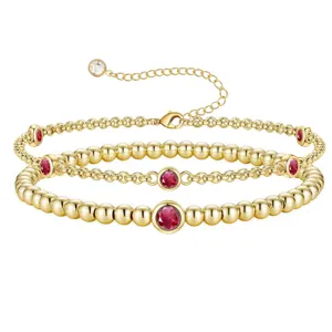 Bracciale Elastico Moda Minimalista in Rame con Perline d Oro e Pietra Natale Elegante Braccialetto Geometrico con Strass Regalo Gioielli per Donna