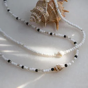 Collana girocollo con perline di conchiglie stile boho vacanza mare donna estate