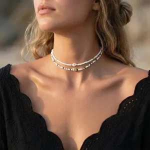 Collana girocollo con conchiglie stile bohemien multistrato per donna vacanza mare