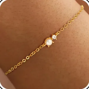 Elegante Koper Ketting Armband Voor Dames Goud Kleur Dunne Schakel Metalen Ketting Armband Met Kunstparel Strass Hangers Vintage Elegant Stijl Meisjes Sieraden Cadeau