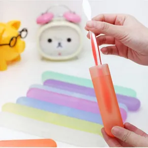 Portable candy-colored travel toothbrush case set for hygienic storage and easy carry