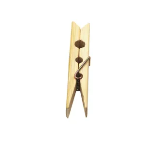 Eco-friendly natural bamboo clothespin clothes peg for laundry isolated on white background