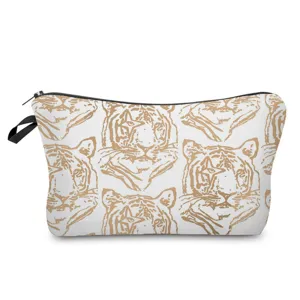 Grande borsa cosmetica da viaggio portatile con stampa di motivo di tigre creativo.