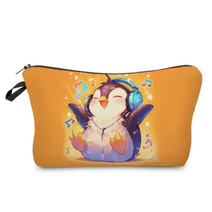 Borsa per cosmetici con stampa pinguino carino, astuccio portatrucchi per viaggio.