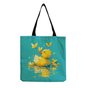 Süße kleine gelbe Ente Leinwand Umhängetasche, lässige Einkaufstasche, stilvoll und praktisch.