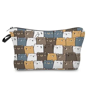 Cute cartoon bear pattern cosmetic bag portable storage pouch multi-functional pencil case