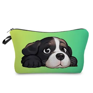 Borsa cosmetica con stampa di cucciolo carino, trousse per trucco portatile per viaggi e casa.