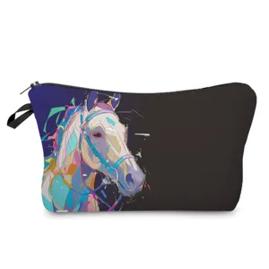 Borsa per Trucco Portatile Grande Capacità Poliestere Stampa Digitale Borsa Cosmetica Animale Tigre Zebra Viaggio Beauty Case