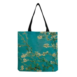 Sac cabas fourre-tout en toile avec impression peinture à l'huile, sac bandoulière.