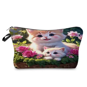 Borsa per cosmetici con stampa di gatti carini astuccio per trucco portatile astuccio