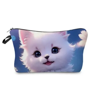 Bellissima borsa per cosmetici con stampa animale e chiusura lampo, ideale per trucco e rossetto.