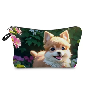 Carina borsa cosmetica stampata cucciolo astuccio trucco portatile organizzatore cerniera
