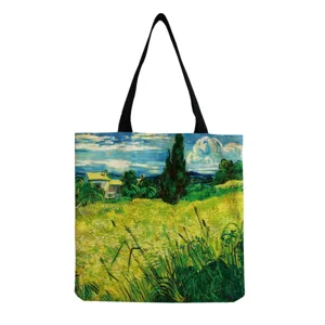 Sac cabas en toile avec impression de peinture à l'huile célèbre grand sac bandoulière