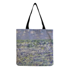 Sac cabas en toile avec impression de peinture à l'huile, sac bandoulière décontracté.