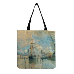 Sac cabas en toile avec impression de peinture à l'huile artistique pour femme et voyage.
