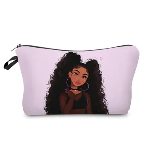 Kosmetiktasche mit Schwarzes Mädchen Druck Make-up Etui Reise Kulturbeutel Detailansicht