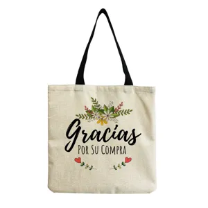 Lässige bedruckte Canvas Tragetasche mit Blumenmuster und spanischem Text für Alltag.