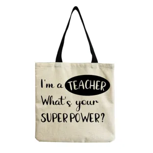 Segeltuch Tragetasche Lehrer Geschenk Schultertasche Freizeit Einkäufstasche weiß langlebig